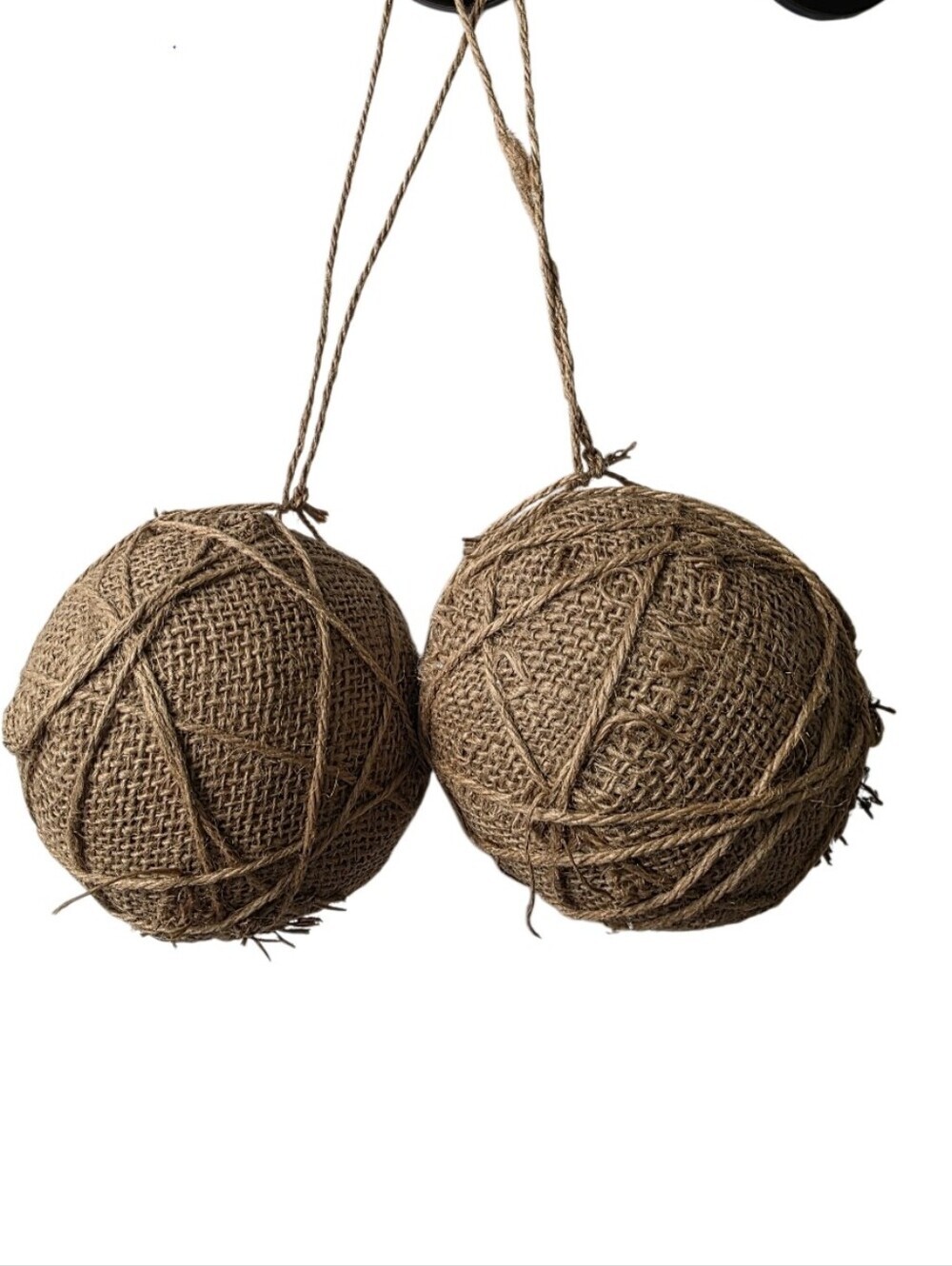 Burlap Christmas Tree Ornaments Jute Set Of 2 Holiday Brown Tan Natural Holiday